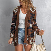 Lesmart Women's Boho Aztec Open Front Loose Slouchy Sweaters
